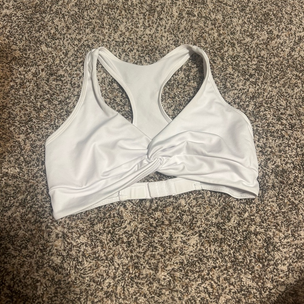 SHEIN White Twist Sports Bra